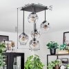 Ripoll ceiling light, globe light clear, Smoke-coloured, 5-light sources