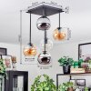 Koyoto ceiling light, globe light Amber, chrome, clear, Smoke-coloured, 5-light sources
