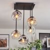 Ripoll ceiling light, globe light Amber, clear, Smoke-coloured, 5-light sources