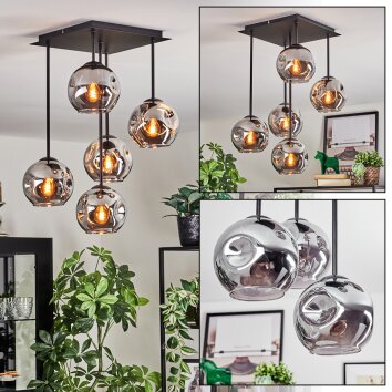 Ripoll ceiling light, globe light Smoke-coloured, 5-light sources