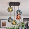 Ripoll ceiling light, globe light blue, green, coppery, 5-light sources