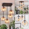 Koyoto ceiling light, globe light Amber, clear, 5-light sources