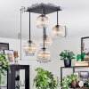 Koyoto ceiling light, globe light Amber, clear, 5-light sources