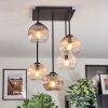 Koyoto ceiling light, globe light Amber, clear, Smoke-coloured, 5-light sources