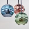 Koyoto ceiling light, globe light blue, green, coppery, 5-light sources