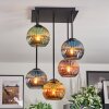 Koyoto ceiling light, globe light blue, gold, green, coppery, 5-light sources