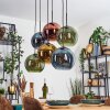 Koyoto hanging light, globe light, pendant light blue, gold, green, coppery, 6-light sources