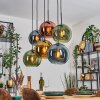 Koyoto hanging light, globe light, pendant light blue, gold, green, coppery, 6-light sources