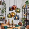 Koyoto hanging light, globe light, pendant light blue, gold, green, coppery, 6-light sources