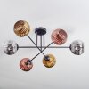 Ripoll ceiling light, globe light chrome, gold, coppery, Smoke-coloured, 6-light sources