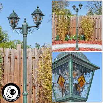 Naofe lamp post, path light green, black, 2-light sources