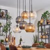 Ripoll hanging light, globe light, pendant light Amber, clear, Smoke-coloured, 6-light sources