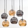 Ripoll hanging light, globe light, pendant light Amber, Smoke-coloured, 6-light sources