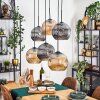 Ripoll hanging light, globe light, pendant light Amber, Smoke-coloured, 6-light sources