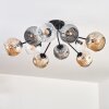 Ripoll ceiling light, globe light Amber, clear, Smoke-coloured, 10-light sources