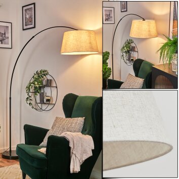 Bassagoda floor lamp, Arch lamps black, 1-light source, Fabric shade