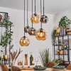 Ripoll hanging light, globe light, pendant light Amber, Smoke-coloured, 6-light sources
