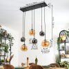 Ripoll hanging light, globe light, pendant light Amber, Smoke-coloured, 6-light sources
