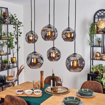 Ripoll hanging light, globe light, pendant light Smoke-coloured, 6-light sources
