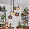 Ripoll hanging light, globe light, pendant light Amber, Smoke-coloured, 6-light sources