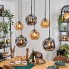 Ripoll hanging light, globe light, pendant light Amber, Smoke-coloured, 6-light sources