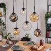 Gastor hanging light, globe light, pendant light Amber, clear, Smoke-coloured, 6-light sources