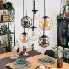 Gastor hanging light, globe light, pendant light Amber, clear, Smoke-coloured, 6-light sources