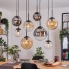 Gastor hanging light, globe light, pendant light Amber, clear, Smoke-coloured, 8-light sources