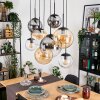 Gastor hanging light, globe light, pendant light Amber, clear, Smoke-coloured, 8-light sources