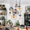Gastor hanging light, globe light, pendant light Amber, clear, Smoke-coloured, 8-light sources