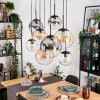 Gastor hanging light, globe light, pendant light Amber, clear, Smoke-coloured, 8-light sources