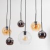 Koyoto hanging light, globe light, pendant light Amber, chrome, clear, Smoke-coloured, 6-light sources
