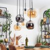 Koyoto hanging light, globe light, pendant light Amber, chrome, clear, Smoke-coloured, 6-light sources