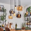 Koyoto hanging light, globe light, pendant light Amber, chrome, clear, Smoke-coloured, 6-light sources