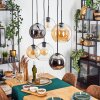 Koyoto hanging light, globe light, pendant light Amber, chrome, clear, Smoke-coloured, 6-light sources