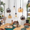 Koyoto hanging light, globe light, pendant light Amber, chrome, clear, Smoke-coloured, 6-light sources