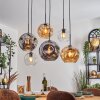 Ripoll hanging light, globe light, pendant light Amber, clear, Smoke-coloured, 6-light sources
