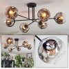 Ripoll ceiling light, globe light chrome, clear, Smoke-coloured, 6-light sources