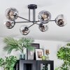 Ripoll ceiling light, globe light chrome, clear, Smoke-coloured, 6-light sources