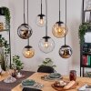 Gastor hanging light, globe light, pendant light Amber, chrome, clear, Smoke-coloured, 6-light sources