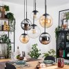 Gastor hanging light, globe light, pendant light Amber, chrome, clear, Smoke-coloured, 6-light sources