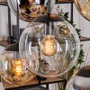Gastor hanging light, globe light, pendant light Amber, chrome, clear, Smoke-coloured, 6-light sources