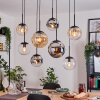 Gastor hanging light, globe light, pendant light Amber, chrome, clear, Smoke-coloured, 8-light sources