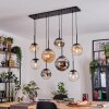 Gastor hanging light, globe light, pendant light Amber, chrome, clear, Smoke-coloured, 8-light sources