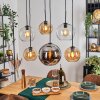 Koyoto hanging light, globe light, pendant light Amber, chrome, clear, Smoke-coloured, 6-light sources