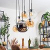 Koyoto hanging light, globe light, pendant light Amber, chrome, clear, Smoke-coloured, 6-light sources