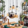 Koyoto hanging light, globe light, pendant light Amber, chrome, clear, Smoke-coloured, 6-light sources