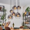 Ripoll hanging light, globe light, pendant light clear, Smoke-coloured, 6-light sources
