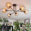 Ripoll ceiling light, globe light Amber, clear, 6-light sources