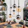 Gastor hanging light, globe light, pendant light Amber, chrome, clear, Smoke-coloured, 6-light sources